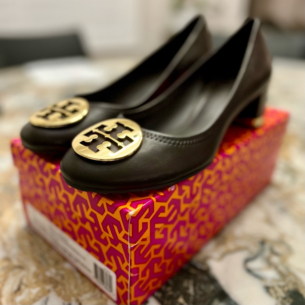 TORY BURCH BROWN & GOLD BASIC AMY PUMP SIZE 10
